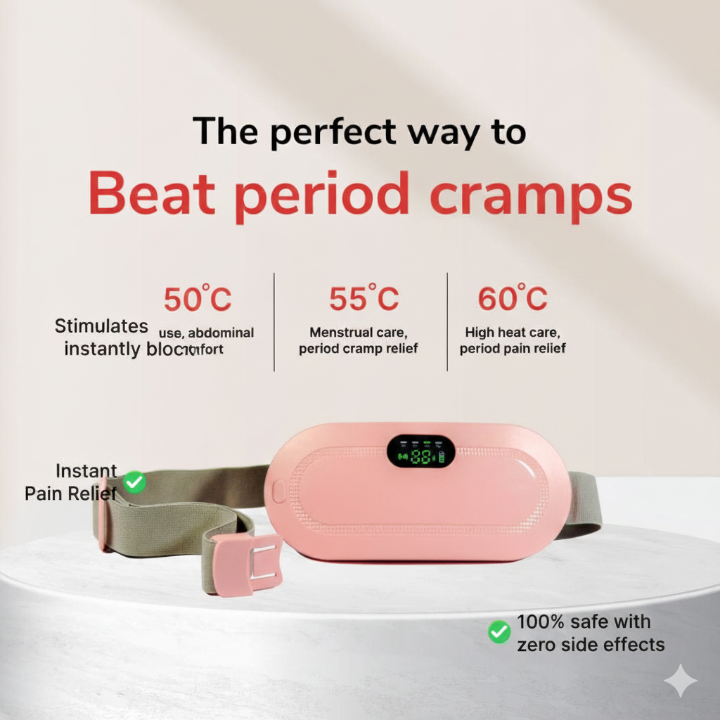 Kartzo Period Pain Relief Belt with Heating & Vibration Mode – 90 Days Warranty